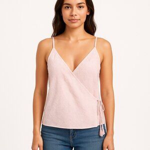 Allie Rose Spaghetti Strap Pink Wraparound Top Size M